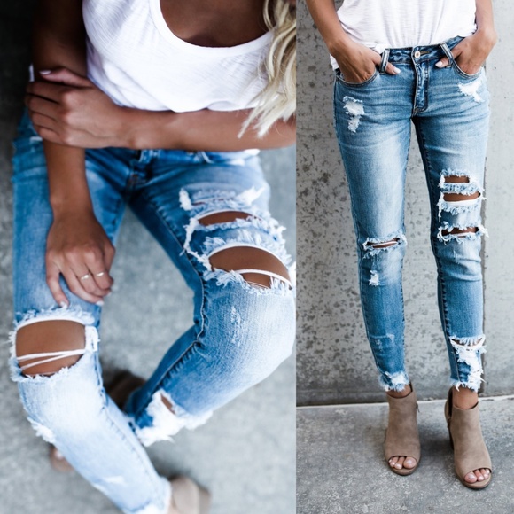 jeans with ankle fringe